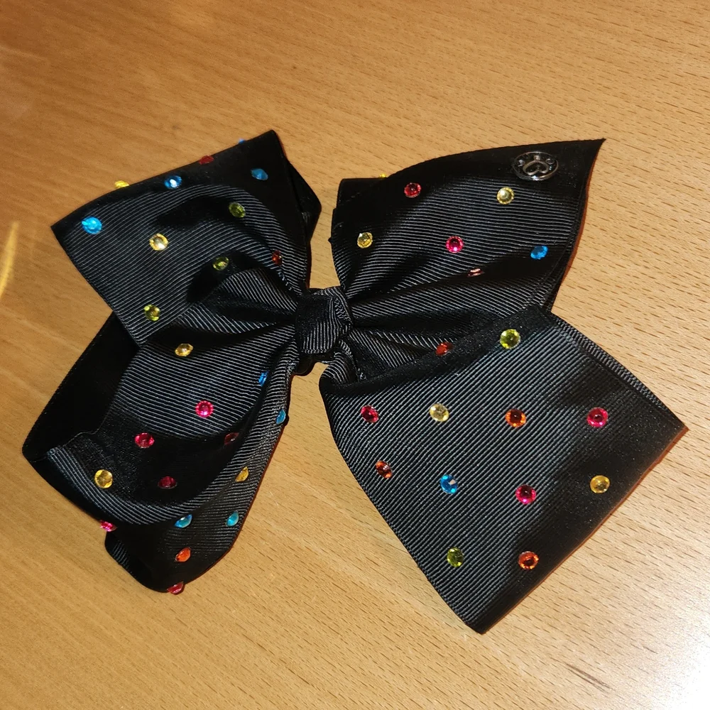 3 fo 15 Bundle Jojo Siwa Dance It Out Black Bow with Colored Gemstones